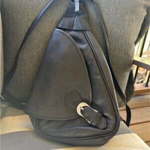 Vintage Free People Dark Leather Backpack